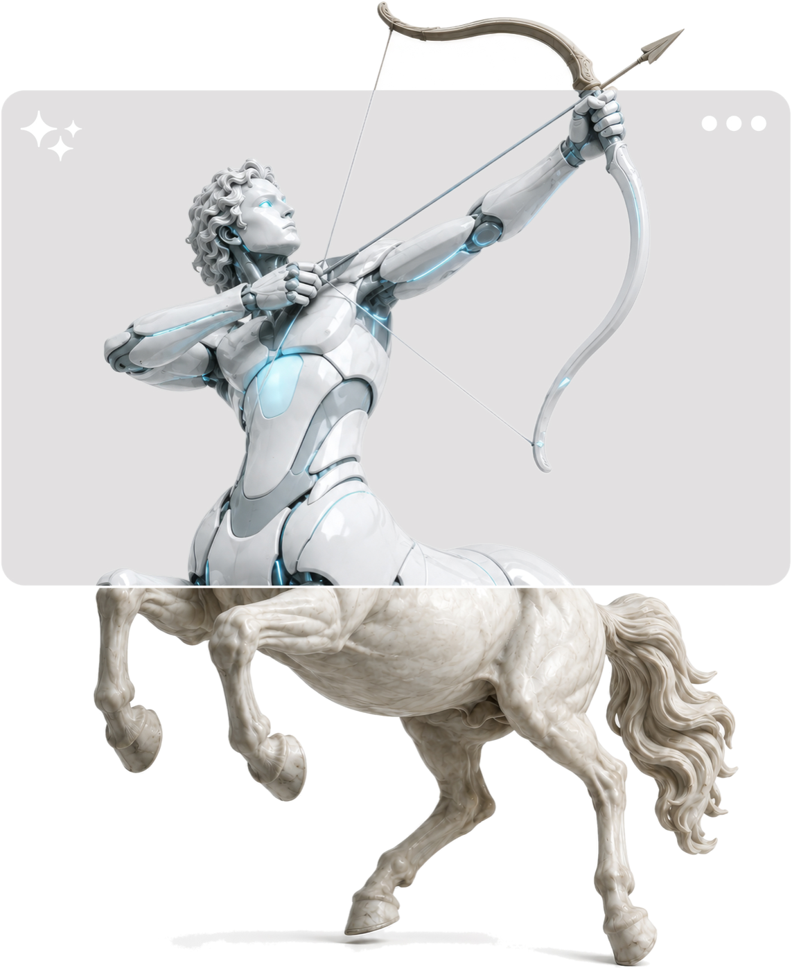 Centaurul — jumătate statuie clasică, jumătate robot